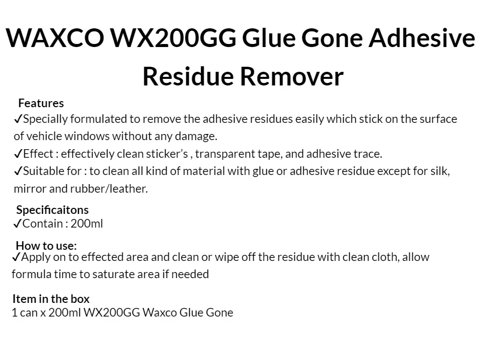 200ml WX200GG Waxco Glue Gone