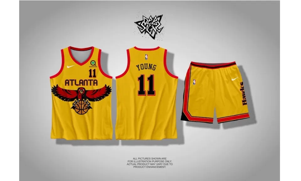 ATLANTA HAWKS NBA JERSEY Free Customize Name & Number Full Sublimation 3D  Breathable Basketball Jersey Fanwear