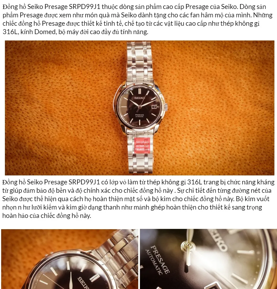 Đồng hồ Seiko nam cao cấp Presage Cocktail SRPD99J1 Made in Japan - size  38mm kính sapphire chống trầy bảo hành 12 tháng - SARY149 