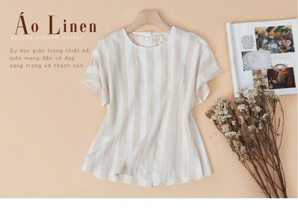 Áo cánh dơi Linen KACHISA sọc trắng kem | Lazada.vn Áo Cánh Dơi Linen Kachisa Sọc Trắng Kem | Lazada.Vn