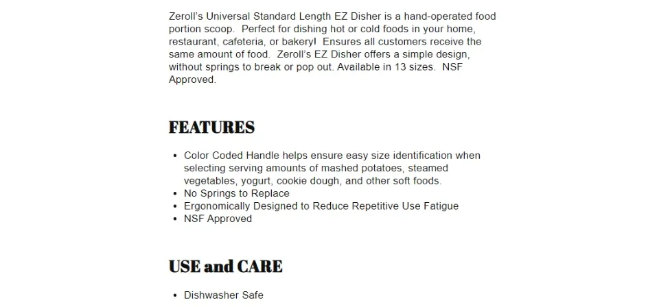 Zeroll 2040 Zeroll® Universal EZ Disher Size 40 (3/4 Oz.) 1-9/16