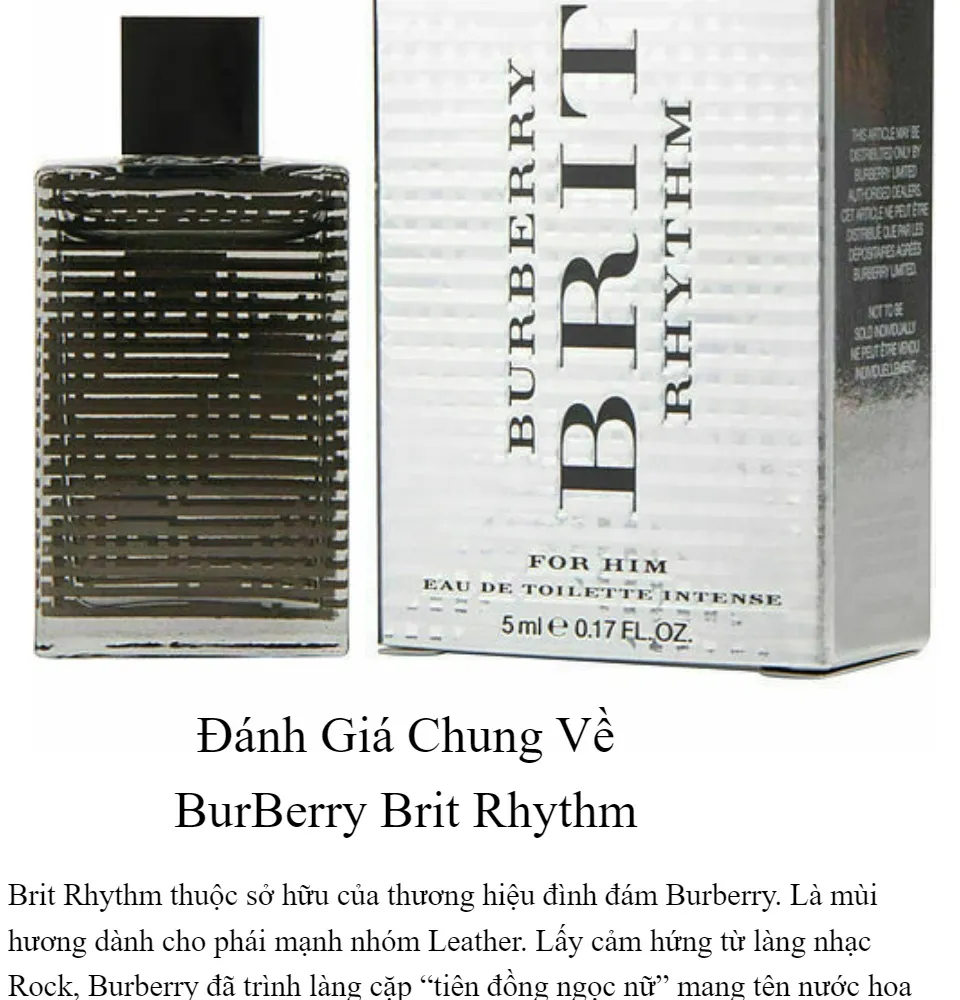 Hàng Pháp Đáp Air] Nước Hoa Mini Cho Nam Burberry Brit Rhythm for him 5ml |  