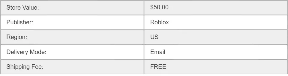 🥇50 USD Gift Card (USA) (Roblox)