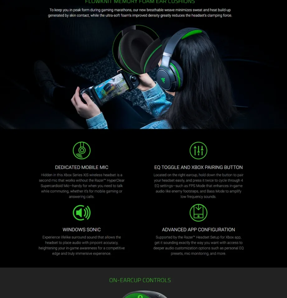Razer Kaira Pro Wireless Gaming Headset for Xbox Series X|S, Xbox One:  Triforce Titanium 50mm Drivers - Dedicated Mobile Mic - EQ Pairing - Xbox