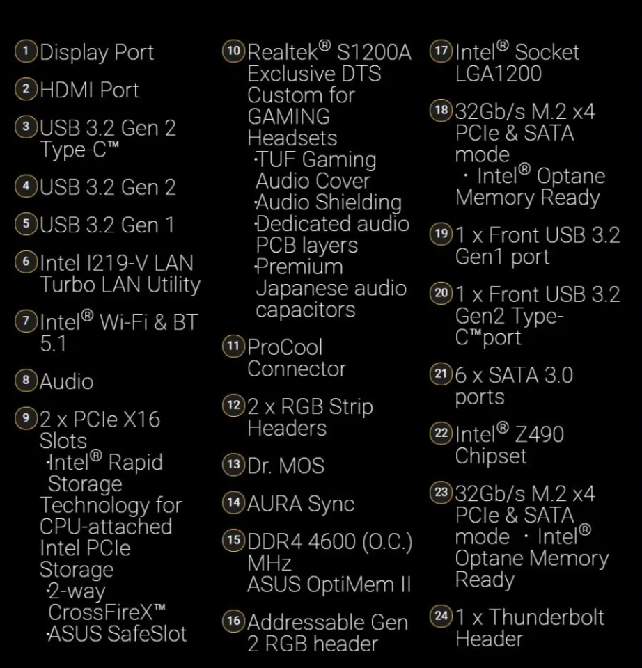 ASUS TUF Gaming Z490-PLUS (WiFi) Intel® Z490 LGA 1200, ATX