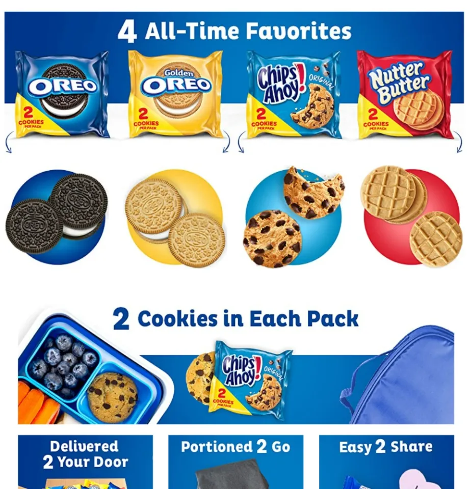 Oreo Original, Oreo Golden, Chips Ahoy! & Nutter Butter Cookie Snacks Variety Pack, 56 ct Snack Packs (2 Cookies per Pack)