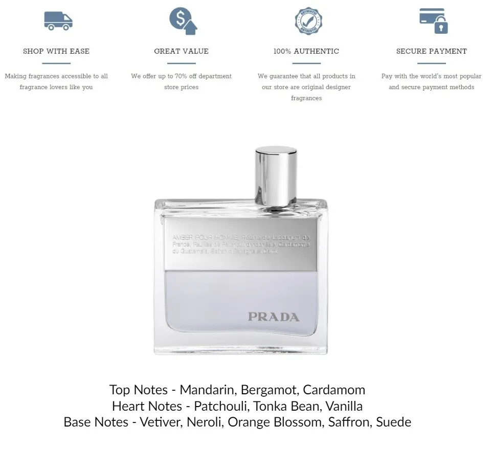 Prada Amber Pour Homme EDT for Men (50ml) Eau de Toilette Ember Silver Blue  [Brand New 100% Authentic Perfume/Fragrance] | Lazada Singapore