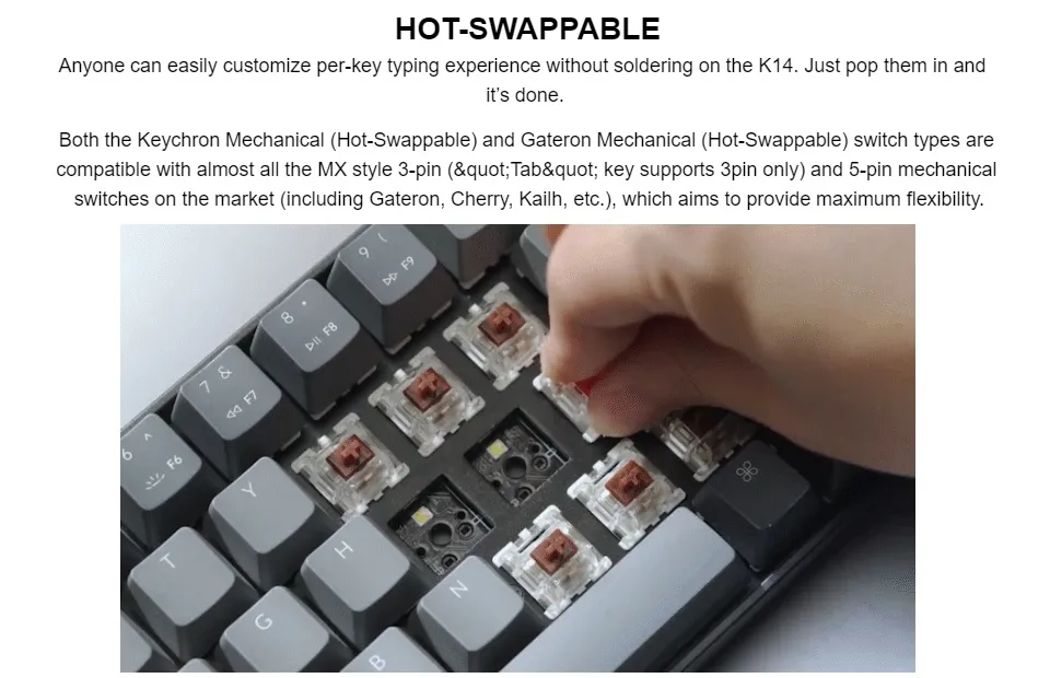 Keychron K14 Mechanical Keyboard, 70% Layout, Wired/Bluetooth, RGB, Gateron,  Hot-Swap Lazada PH