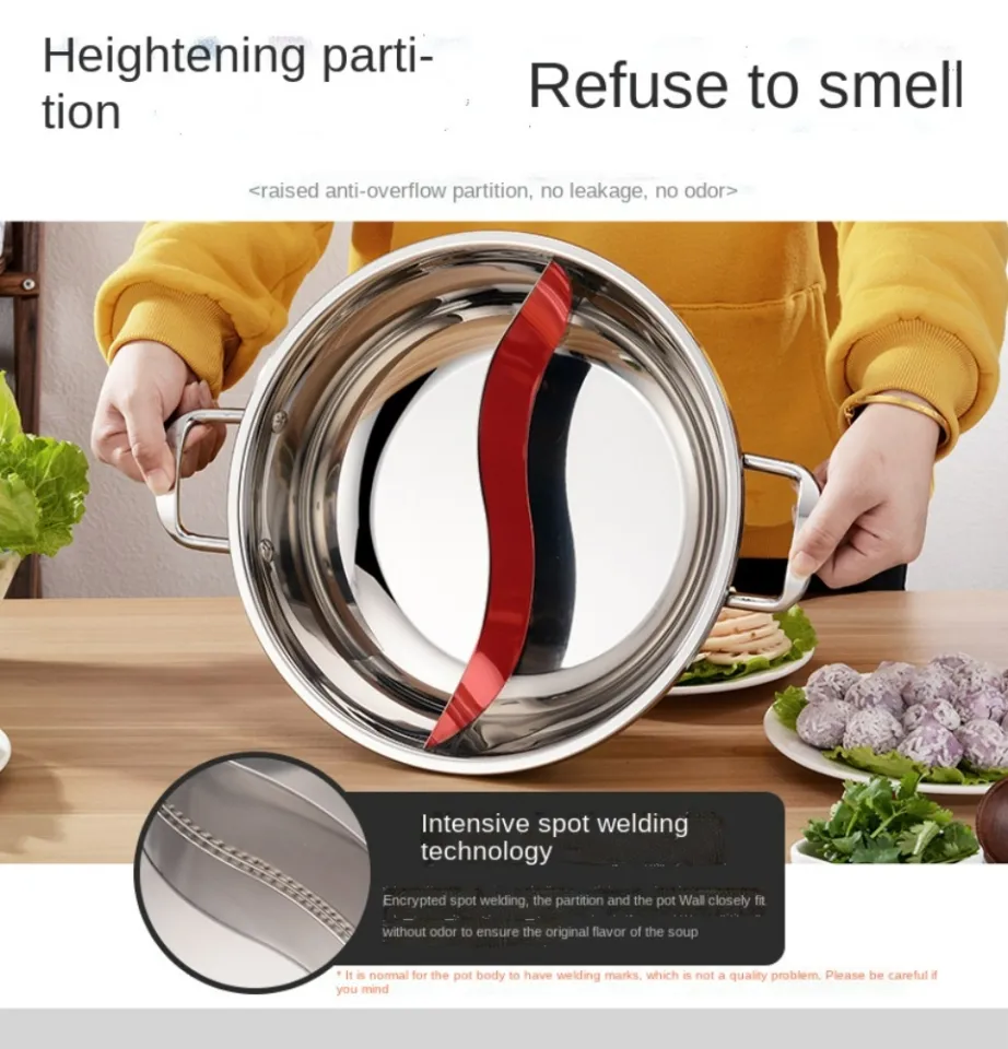 1pc Cooking Pot Stainless Single-Layer Cooking Pot Double Ear Duck Mandarin  Fondue Hot Pot Cooking Pot