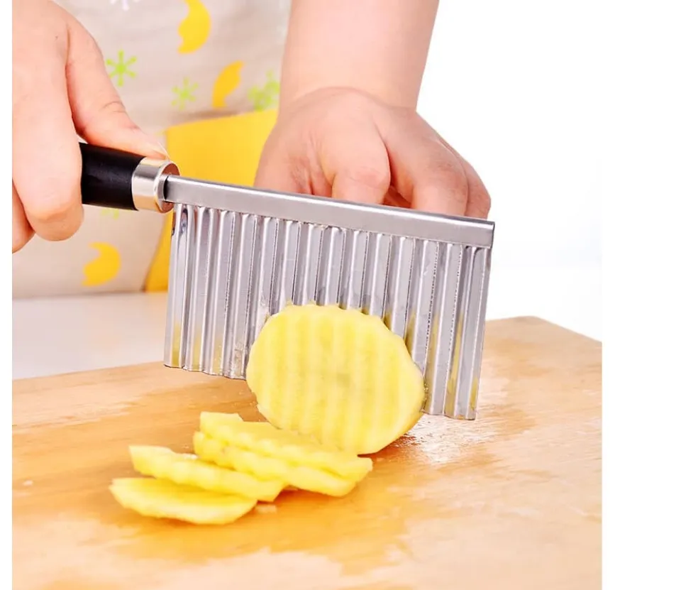 Potato Chip Cutter Stainless Steel Serrated Blade Slicing Vegetable Fruits  Slicer Wave Knife Chopper Kitchen Tools