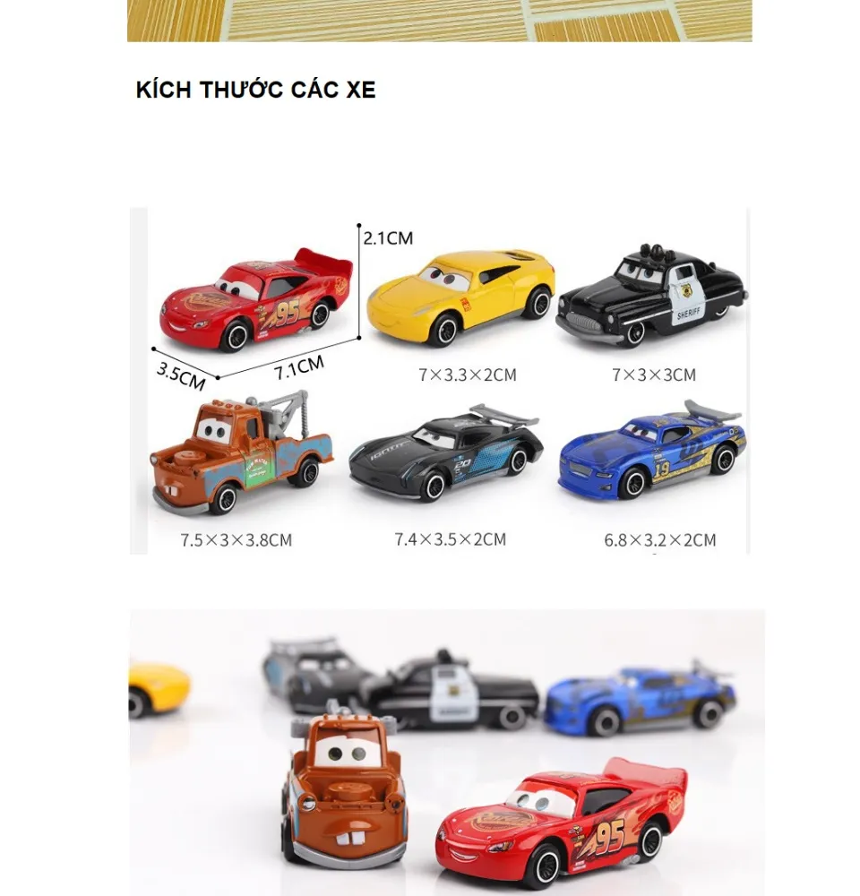 Bộ 6 xe mô hình ô tô lightning mc queen car 3 mini chạy cót đồ ...