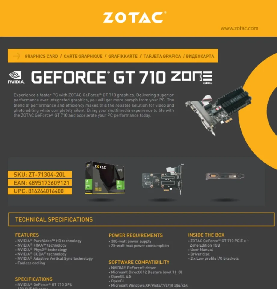 GeForce® GT 710 1GB PCIE x 1