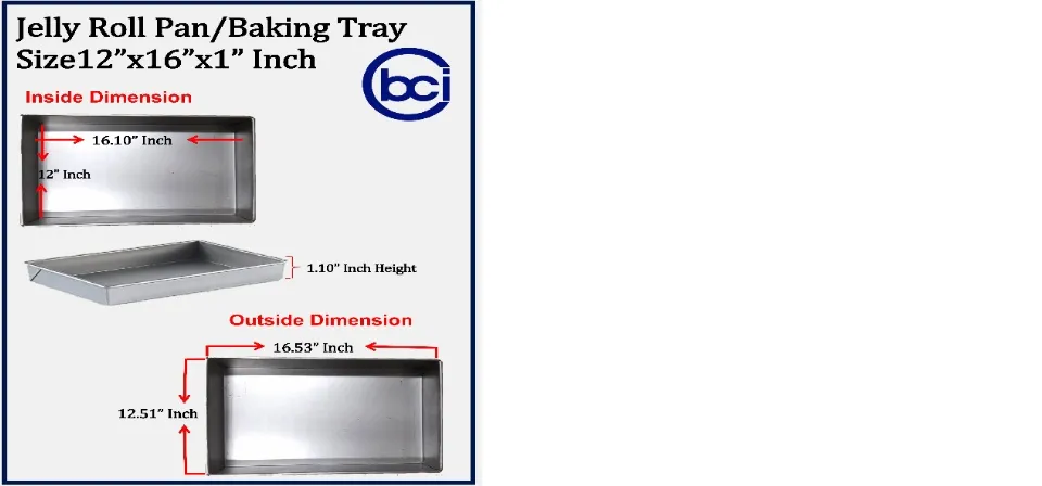 Jelly Roll Pan/Baking Pan Sizes 12x16x1 & 10x14x1 Inch