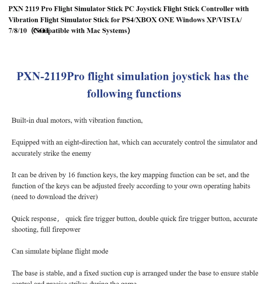  PXN-2119Pro Flight simulator controls PS4 flight