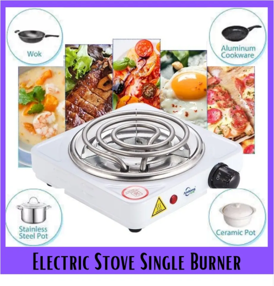 Electric Single Burner 1000W Stainless Steel Portable Single Tube Electric Stove Home Electric Stove US Plug 110V Outdoor Grill