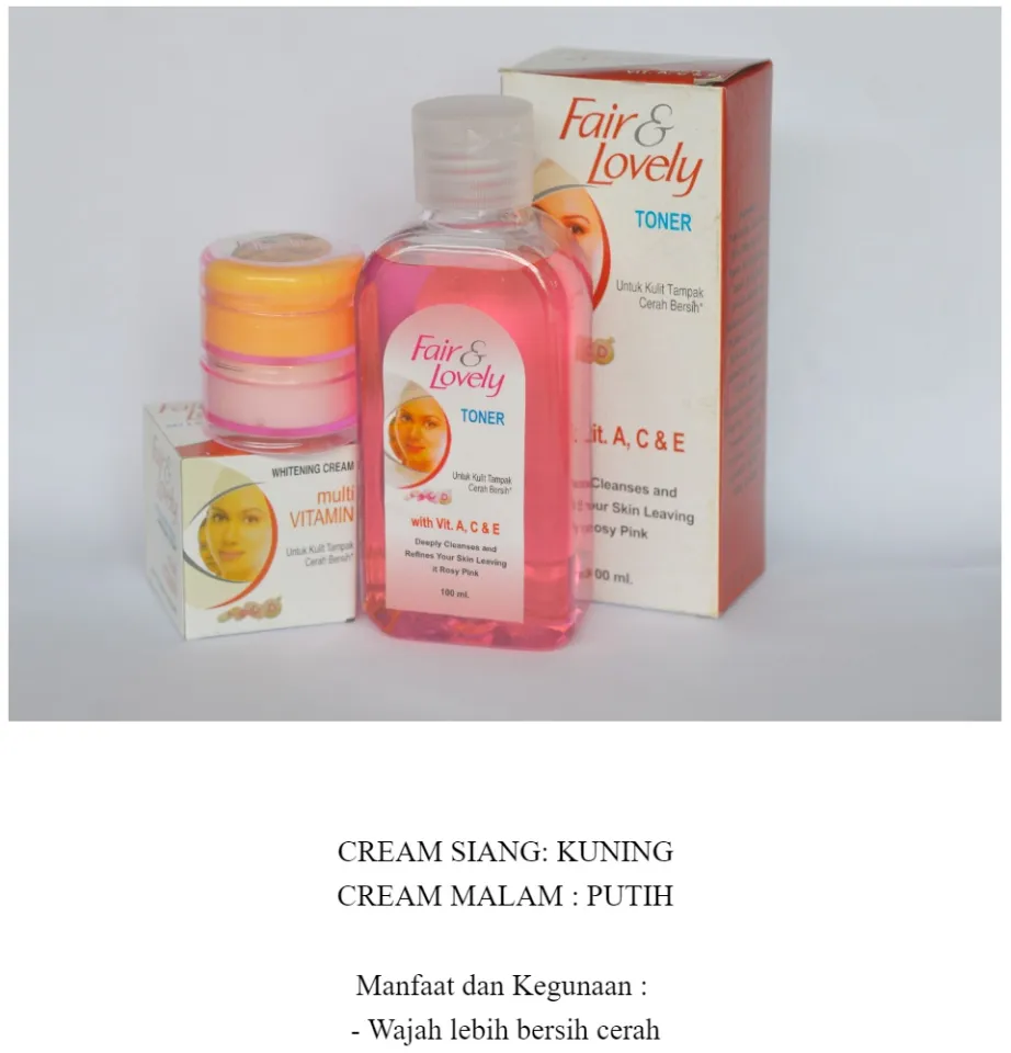 Cream Fair & Lovely Susun Siang dan Malam Whitening Cream Multi Vitamin +  Toner Fair & Lovely Vit A, C & E 100ml - Fair Lovely Toner It Rosy Pink |  Lazada Indonesia