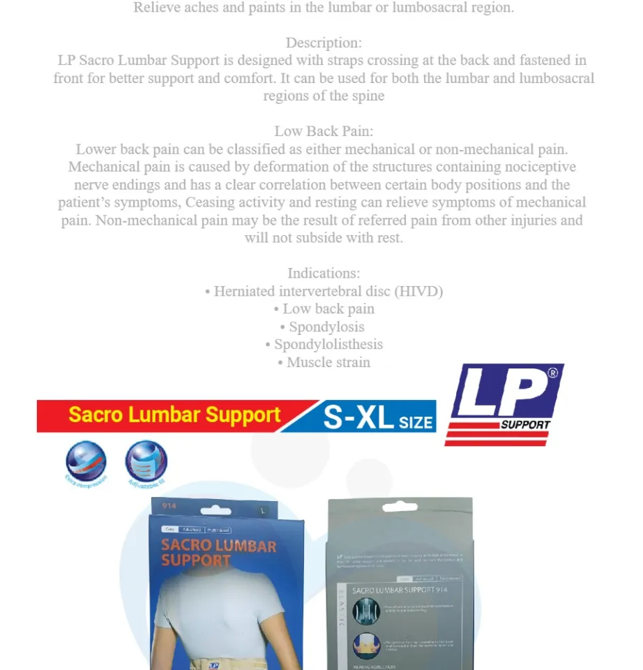 LP SUPPORT, LP914 Sacro Lumbar Support L 1s