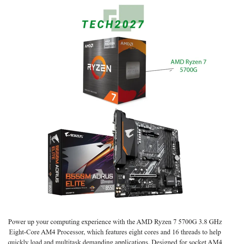 AMD Ryzen 7 5700G 3.8 GHz Eight-Core AM4 Processor WITH Gigabyte