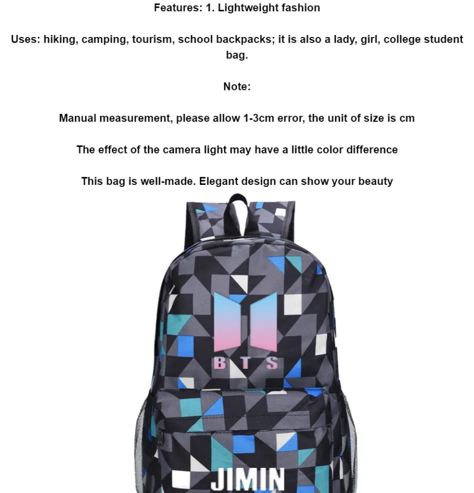  Alikpop USB Backpack Jimin Suga Jin Taehyung V Jungkook Korean  Casual Backpack Daypack Laptop Bag College Bag : Electronics