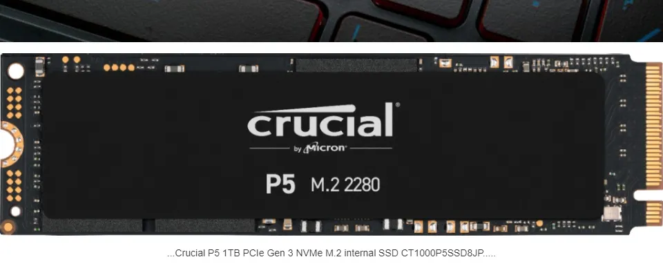 Crucial P5 1TB PCIe Gen 3 NVMe M.2 internal SSD CT1000P5SSD8JP