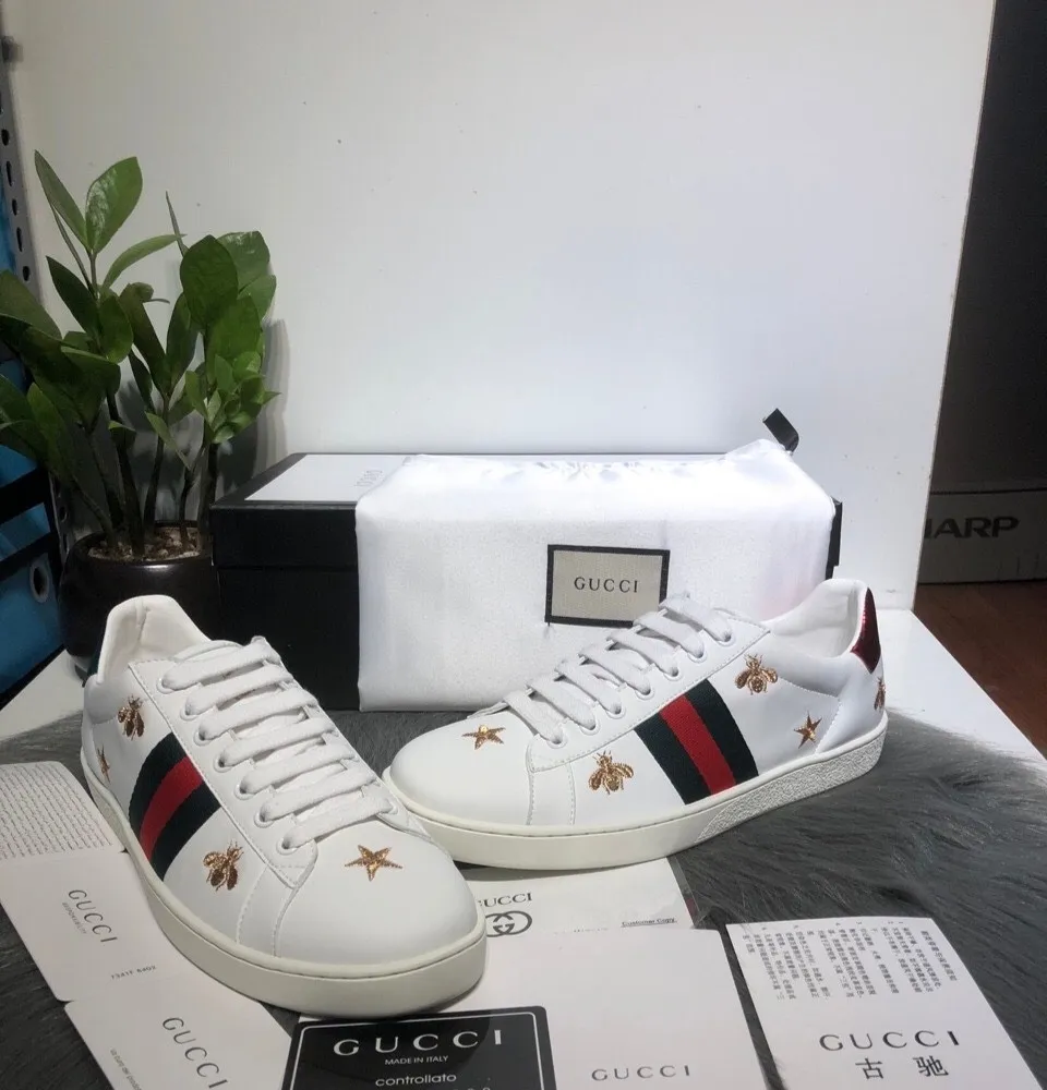 Giày Gucci Ace Sneaker With Bees & Stars White - Bản  + Tặng Thêm 1 bộ  dây + [Full Box, Full Bill + Full Phụ Kiện] 