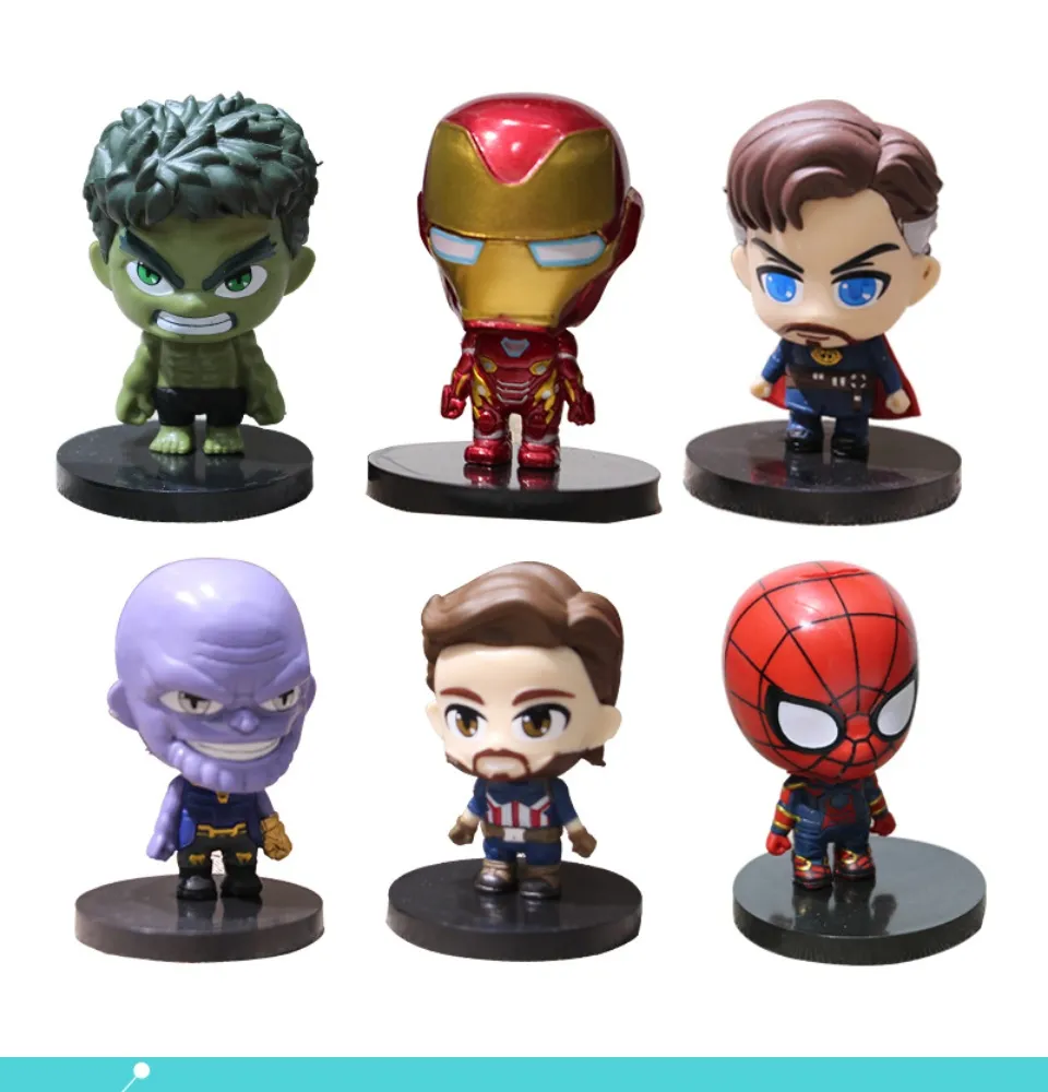 Mô Hình 6 Nhân Vật Avenger Siêu Anh Hùng - Hulk, Iron Man, Doctor Strange,  Thanos, Spider Man, Captain America 