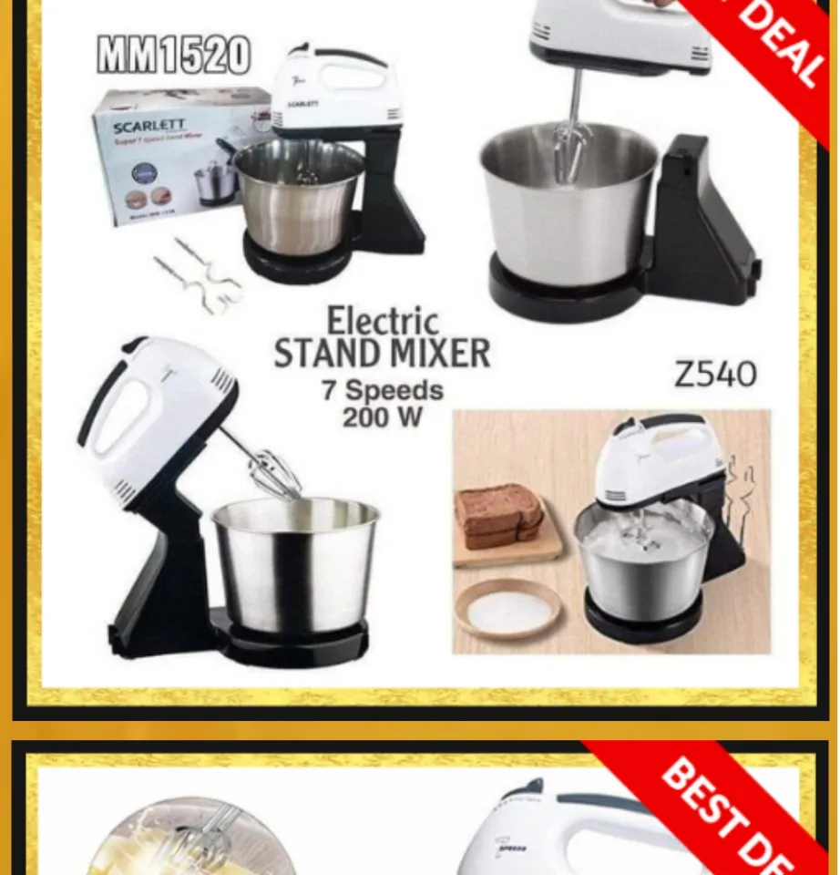 AUTHENTIC Table Stand Dough Mixer with Bowl Heavy Duty Hand Mixer with Stand  Scarlett Electric Mixer