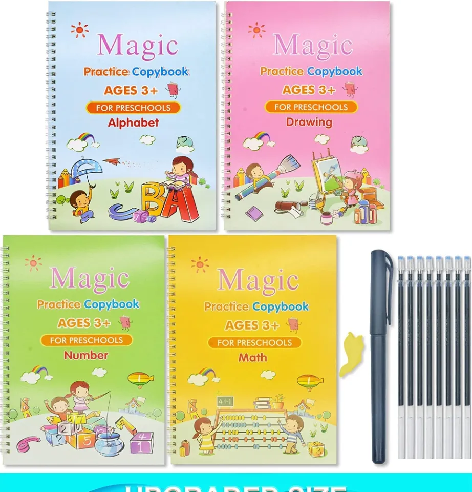  4 Pc Large Reusable Handwriting Practice Book for