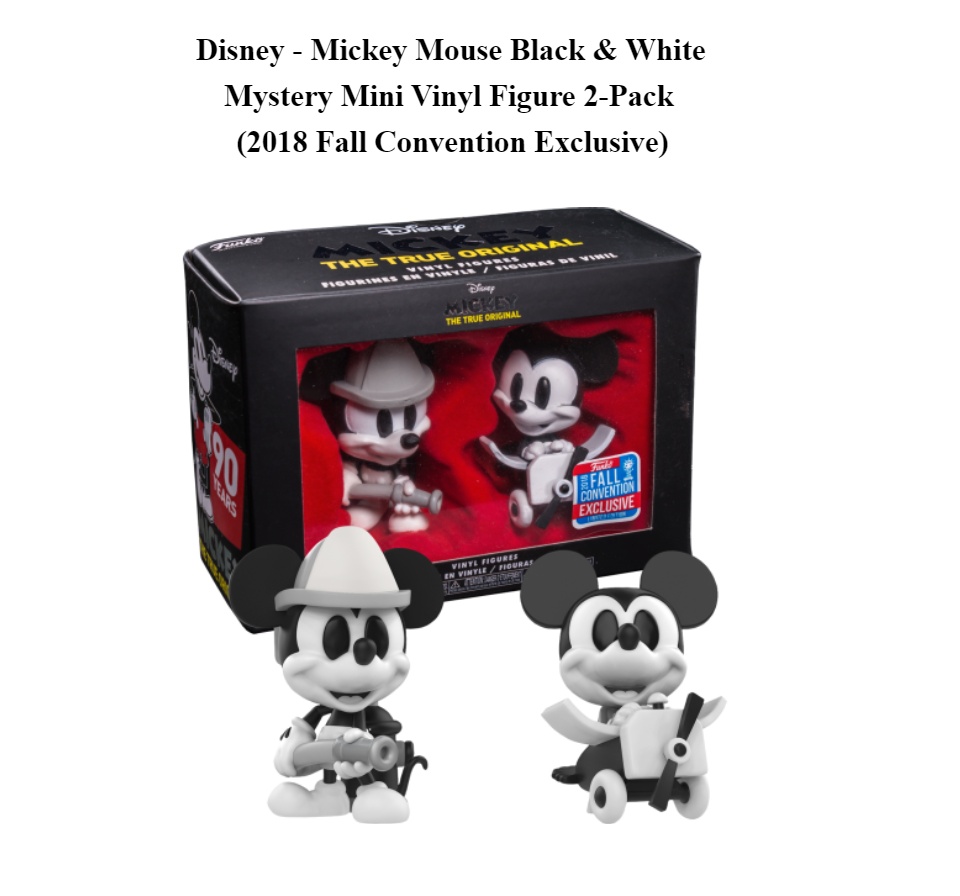 Mickey Mouse Black White Mini Vinyl Figures 2 Pack NYCC 2018 Exclusive Funko 