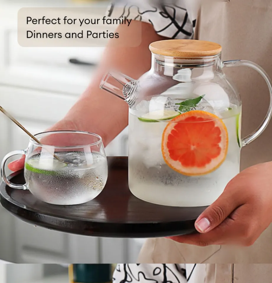 1pc Glass Tea Pot Kettles Carafe Stovetop Safe Heatproof Borosilicate Glass  Teapot Water Pitcher With Bamboo Lid And Removable Filter Spout For Loose  Leaf And Blooming Tea - Home & Kitchen 