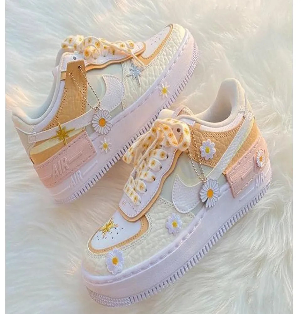 AF1 FOR WOMEN/ pastel color flower lace / new color and design af1 for  women / cash on delivery shoes/ all branded and made in vietnam / good for  fashion/ comfortable and