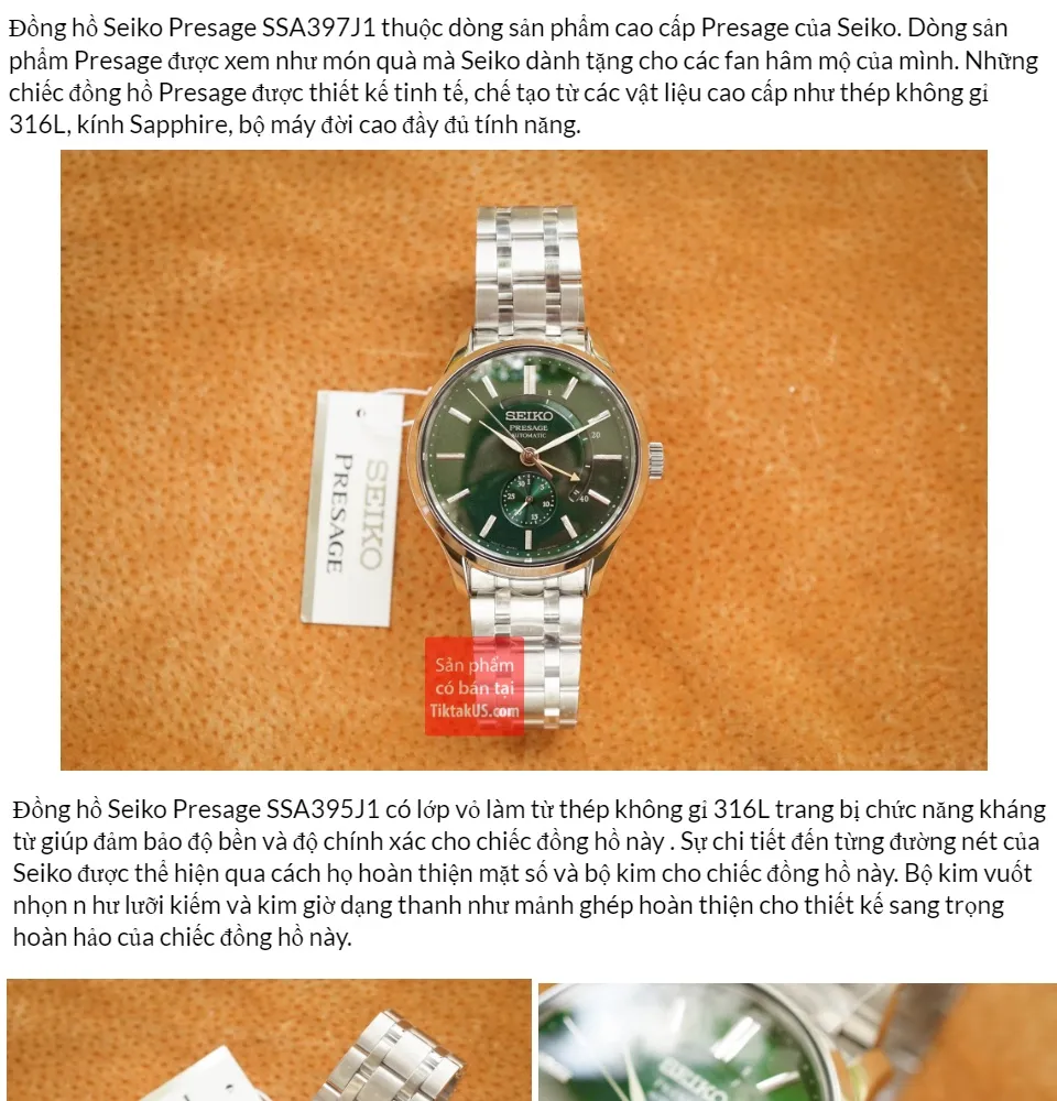 SSA397J1 Đồng hồ nam cao cấp Seiko Presage Zin Garden Made in Japan kính  sapphire cót