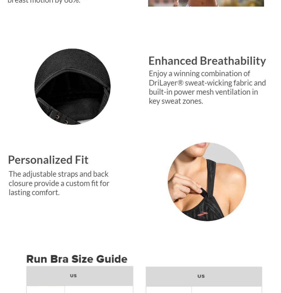 brooks bra size chart