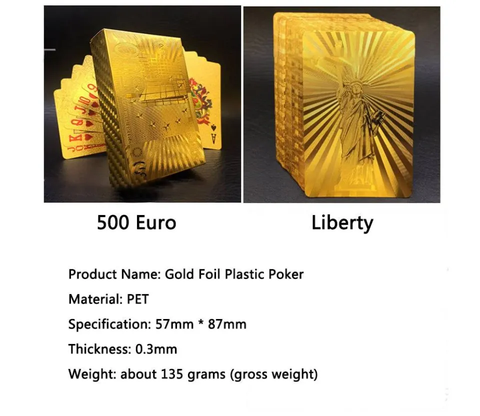 New Gold Statue of Liberty Golden Playing Cards Waterproof PET/PVC Plastic  Poker