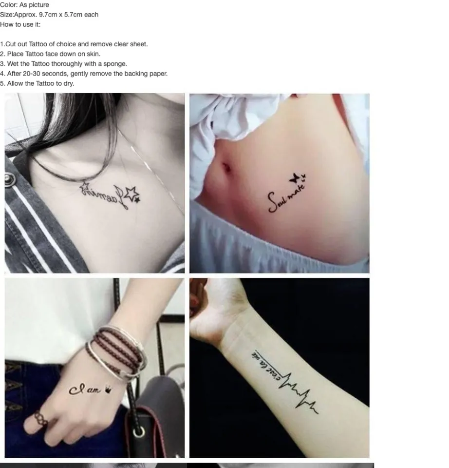 infinix888.ph 1pc Random design Temporary Tattoo Sticker Waterproof & Cute Sticker English Letter Fake tattoos
