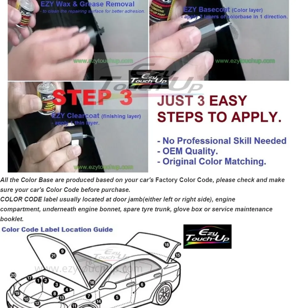 Perodua Viva Original Touch Up Paint Ezy Combo Set Car Touch Up Paint Scratch Remover Calar Kereta Lazada