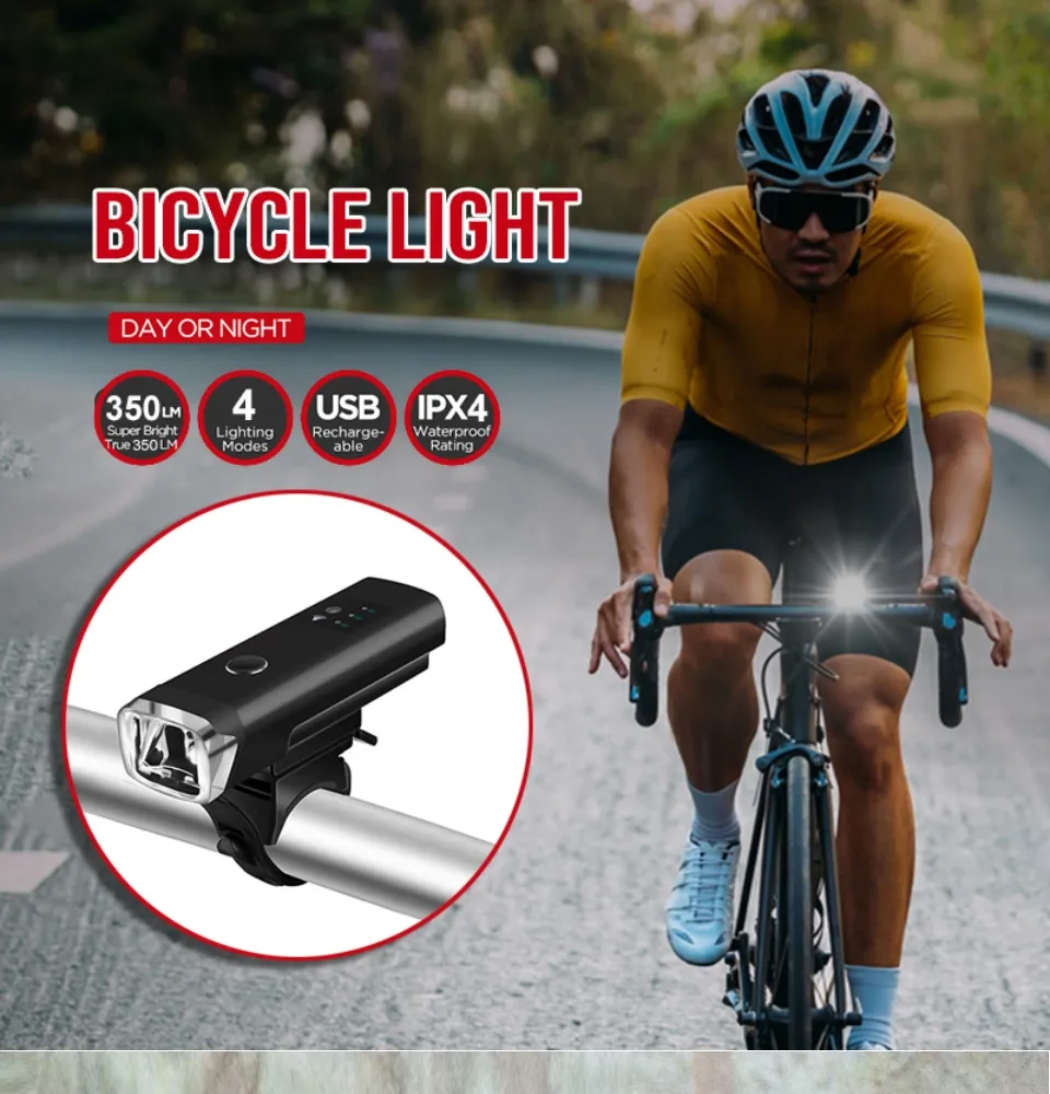 Bike Light Set, Super Bright Usb Rechargeable Bicycle Lights, Ipx4