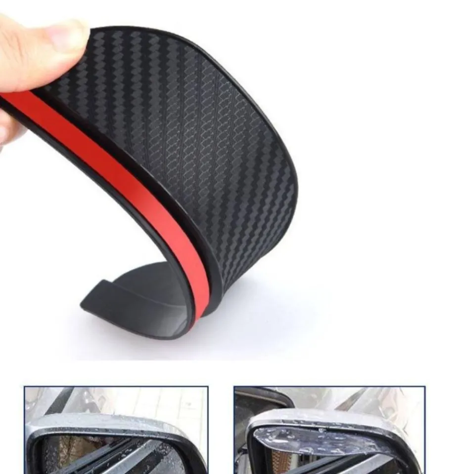 2 Pcs Car Mirror Rain Visor Smoke Guard Carbon Fiber Rear View