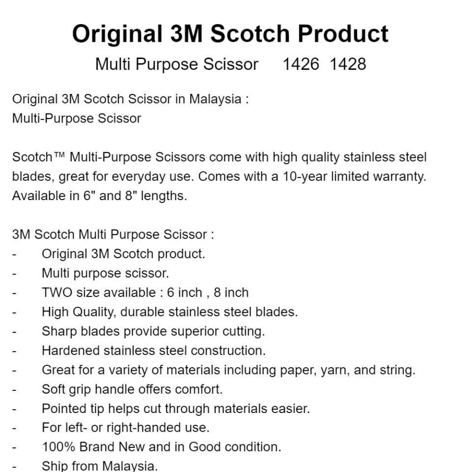 Scotch 6 Multi-Purpose Scissors, Great for Everyday Use (1426) : Arts,  Crafts & Sewing 