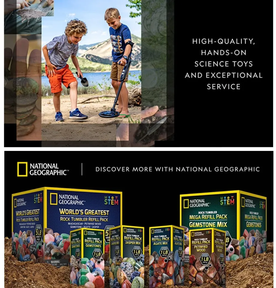 National Geographic Rock Tumbler Kit, 3lb Extra Large Capacity, 3lb Rough  Gemstones, 4 Polishing Grits, Jewelry Fastenings, Educational Stem Science  Kit : Target