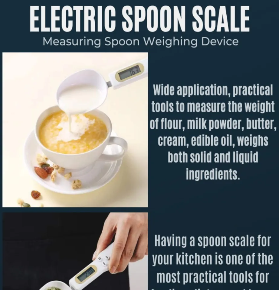 Electronic Measuring Spoon Adjustable Digital Spoon Scale Weigh up 1-500g  Digital Kitchen Spoons Large LCD Display Measurements Ounces Grams Karats