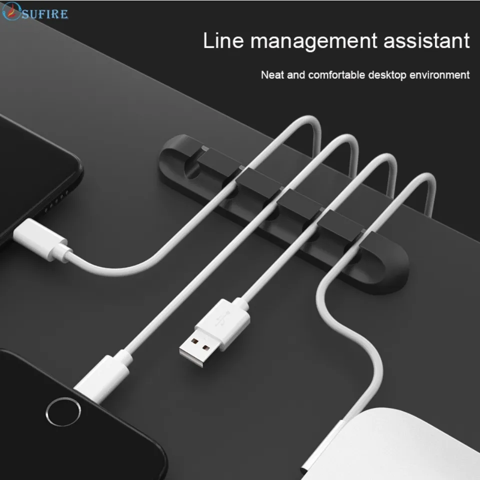 Cord Desk Holder Winder Desktop Tidy Management Silicone Cable Organizer  Clips Holder for Mouse Keyboard Earphone Headset