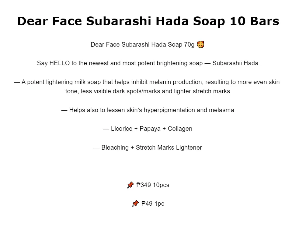 Dear Face - Subarashii Hada Soap 70g