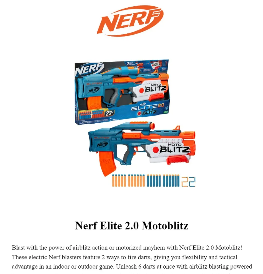 Nerf Elite 2.0 Motoblitz Motorized Blaster Airblitz 6 Darts Includes 22  Darts