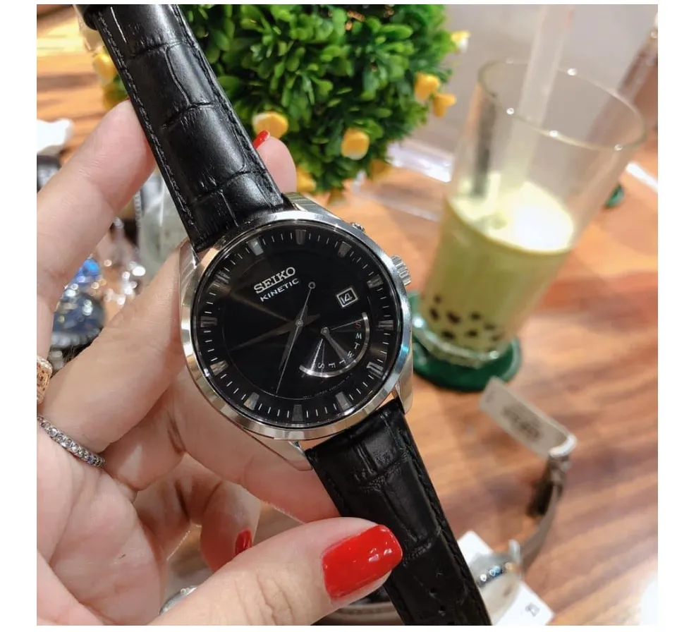 TimeYourTime] Seiko Kinetic SRN045P2 Black Leather Date Men's Watch | Lazada Singapore