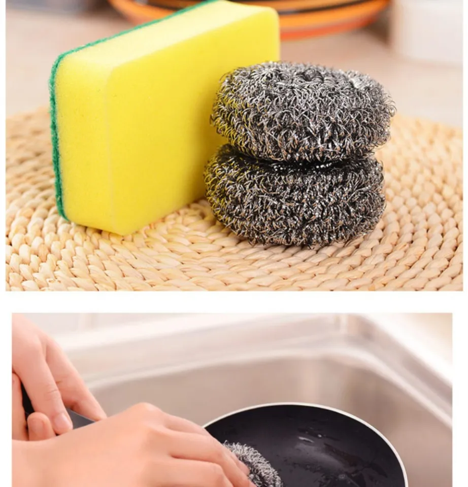 Candy Online 3 In 1 Decontamination Sponge Cleaning Wipe And Stainless  Steel Wire Ball Brush Kitchen Dishwashing Tools