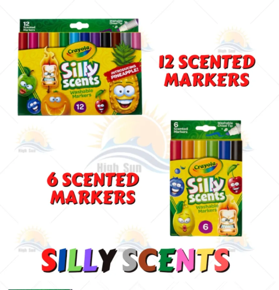 Crayola Silly Scents Scented Markers, Washable, Chisel Tip - 12 scented markers