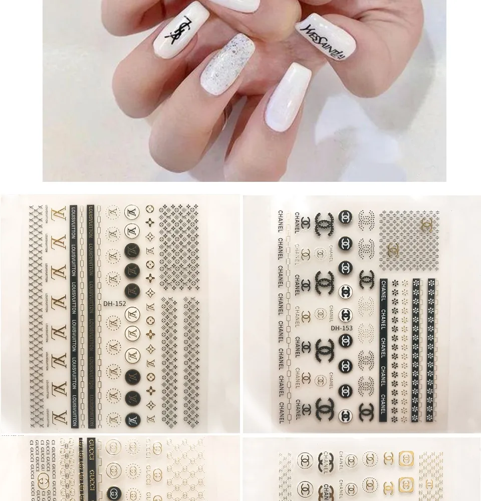 HCM]Miếng dán móng tay 3D nail sticker chủ đề logo các thương hiệu nổi  tiếng 12 mẫu (lẻ 1 tấm) | Lazada.vn