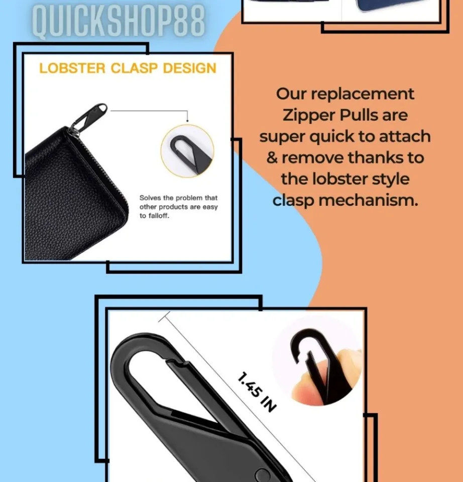 10pcs) Zipper Pull Replacement - Thin Hook Instant Zipper Repair Kit  Universal Zipper Fixer Repair Head Replacement Kit for Luggage Bags -  Slider Zipper Pull Replacement for Jacket Wallet