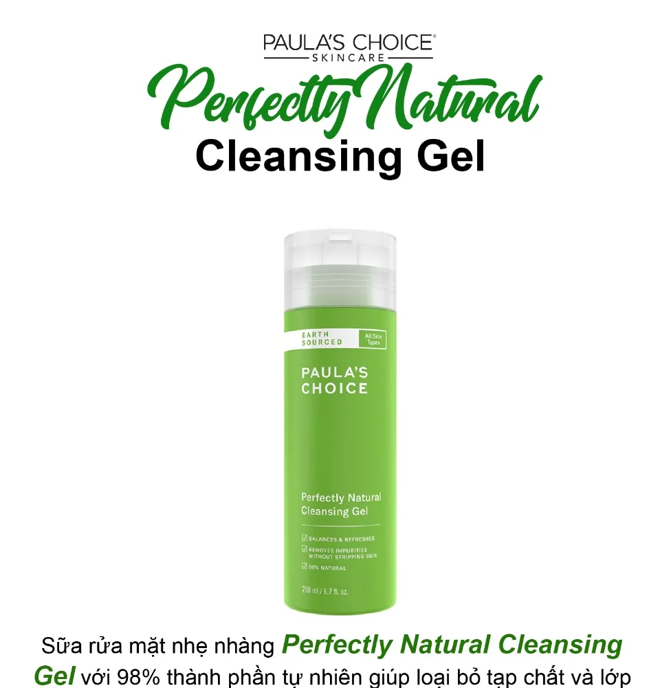 Sữa Rửa Mặt Paula'S Choice Earth Sourced Perfectly Natural Cleansing Gel ( 198Ml ) | Lazada.Vn